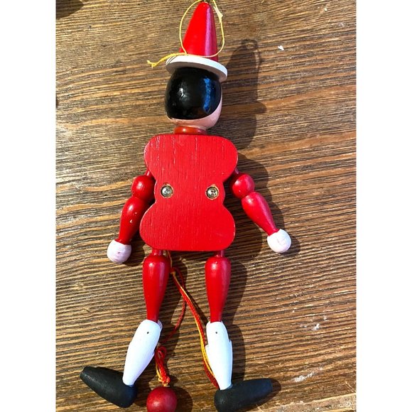 Vintage German Wooden Jumping Jack Ornament Puppets Man Woman Girl Pull String - Picture 2 of 5